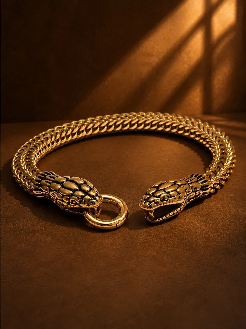 Unisex 18 K gold plated snake head Bracelet